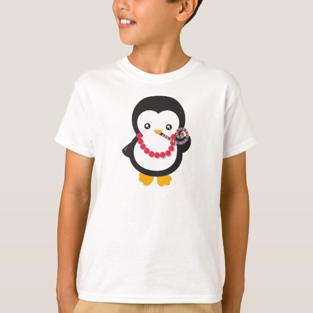 Niedlicher Pinguin, Little Pinguin, Party Pfeifen T-Shirt (Vorderseite)