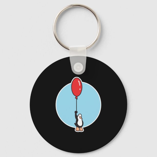 niedlicher Pinguin mit Ballon Schlüsselanhänger (Vorderseite)