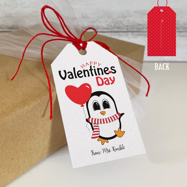 Niedlicher Pinguin mit Balloon Valentine Tag (weiß Geschenkanhänger (Von Creator hochgeladen)
