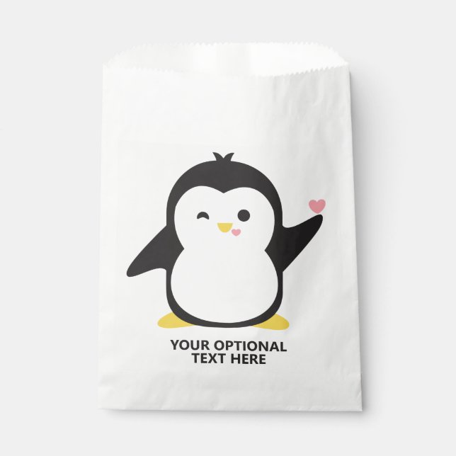 Niedlicher Pinguin mit benutzerdefiniertem Text Geschenktütchen (Vorderseite)