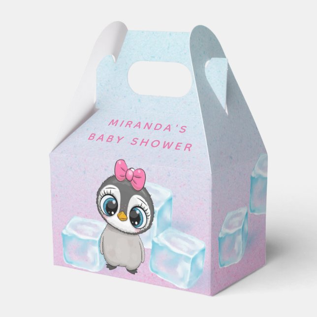 Niedlicher Pinguin mit Big Eyes Ice Babydusche Geschenkschachtel (Vorderseite)