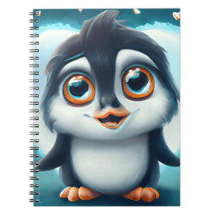 Niedlicher Pinguin mit Big Eyes Notebook Notizblock