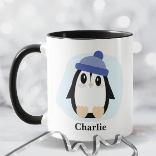 Niedlicher Pinguin mit Blue Hat Christmas Tasse