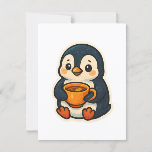 Niedlicher Pinguin mit einer Tasse Tee Postkarte