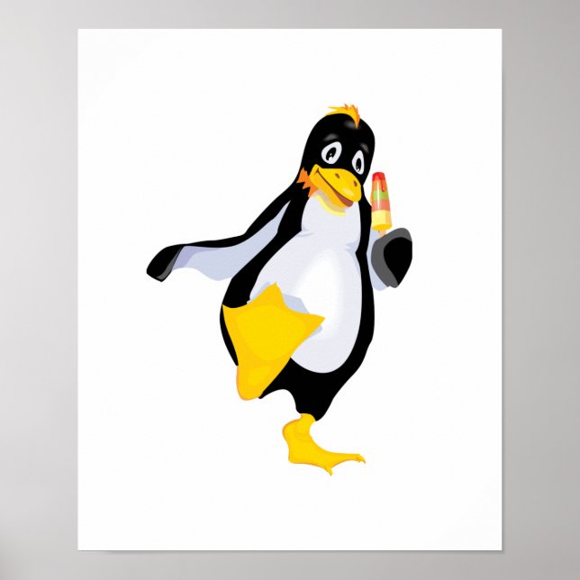 niedlicher Pinguin mit Eis Poster (Vorne)