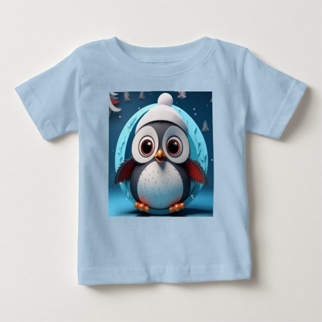 Niedlicher Pinguin mit großen Augen für die Schich Baby T-shirt (Vorderseite)