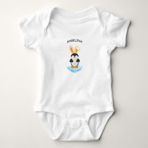 Niedlicher Pinguin mit Kaninchenkopfband Baby Strampler