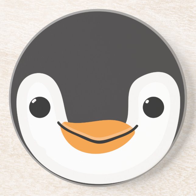 Niedlicher Pinguin mit Scarf und Zeichen Sandstein Untersetzer (Vorne)