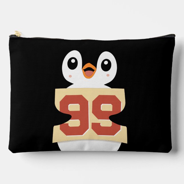 Niedlicher Pinguin mit Schild Zubehörtasche (Vorderseite)