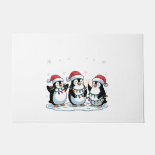 Niedlicher Pinguin mit Weihnachtsmannmütze Xmas Pi Fußmatte
