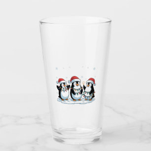 Niedlicher Pinguin mit Weihnachtsmannmütze Xmas Pi Glas