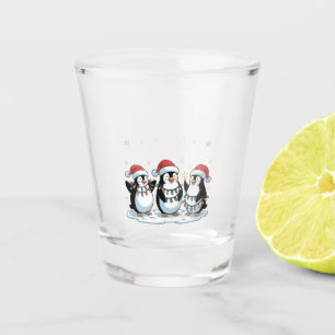 Niedlicher Pinguin mit Weihnachtsmannmütze Xmas Pi Schnapsglas