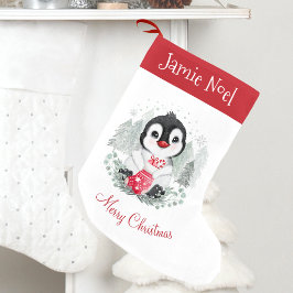 Niedlicher Pinguin Name Red Kids Weihnachts-Strump Kleiner Weihnachtsstrumpf