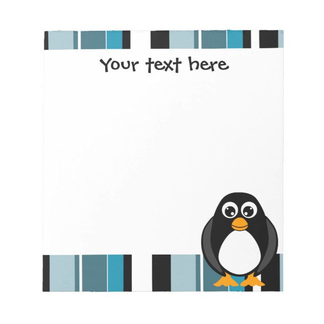 Niedlicher Pinguin Notepad - Blauer Streifen Notizblock (Vorderseite)