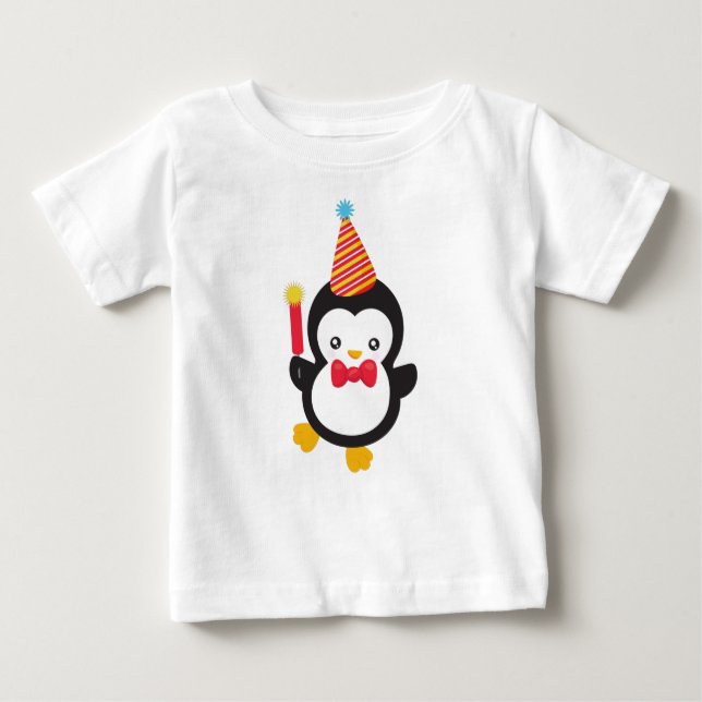 Niedlicher Pinguin, Party-Hut, Firecracker, Bow-Kr Baby T-shirt (Vorderseite)