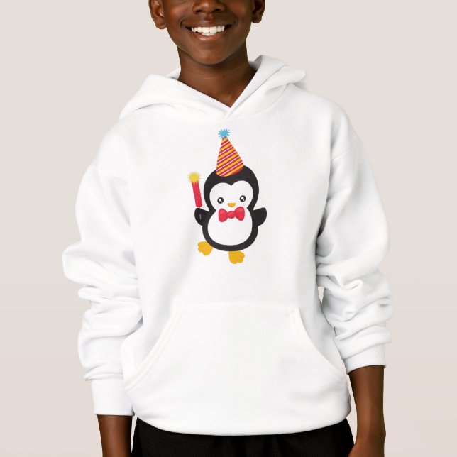 Niedlicher Pinguin, Party-Hut, Firecracker, Bow-Kr Hoodie (Vorderseite)