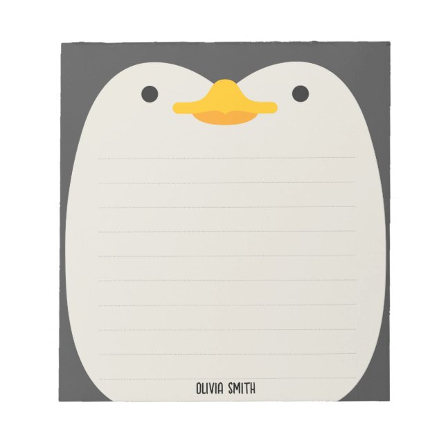 Niedlicher Pinguin Personalisierte Kinder Notepad Notizblock (Vorderseite)