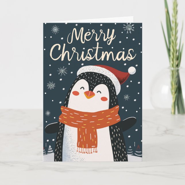 Niedlicher Pinguin Personalisierte Weihnachten (Vorderseite)