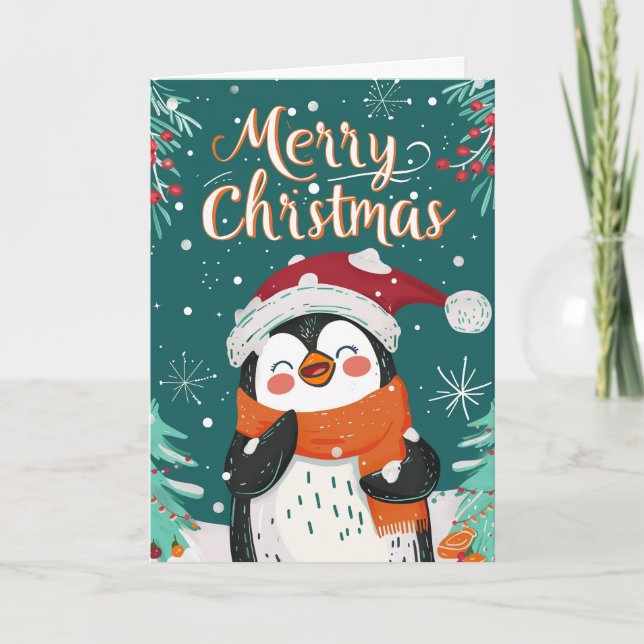 Niedlicher Pinguin Personalisierte Weihnachten (Vorderseite)