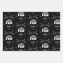 Niedlicher Pinguin Personalisierte Weihnachten Geschenkpapier Set