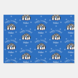 Niedlicher Pinguin Personalisierte Weihnachten Geschenkpapier Set