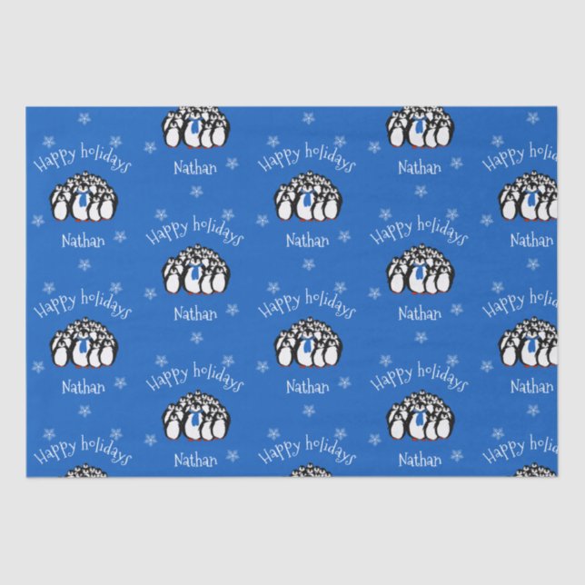 Niedlicher Pinguin Personalisierte Weihnachten Seidenpapier (Vorderseite)