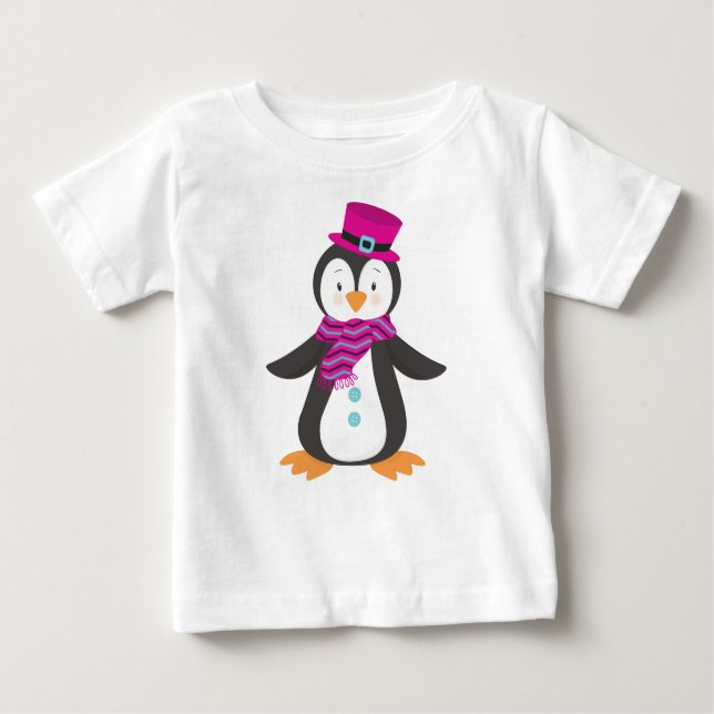 Niedlicher Pinguin, Pinguin mit Hut, Pinguin mit K Baby T-shirt (Vorderseite)