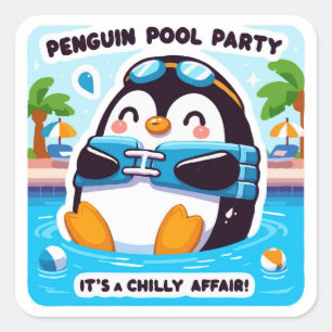 Niedlicher Pinguin Pool Party Sticker