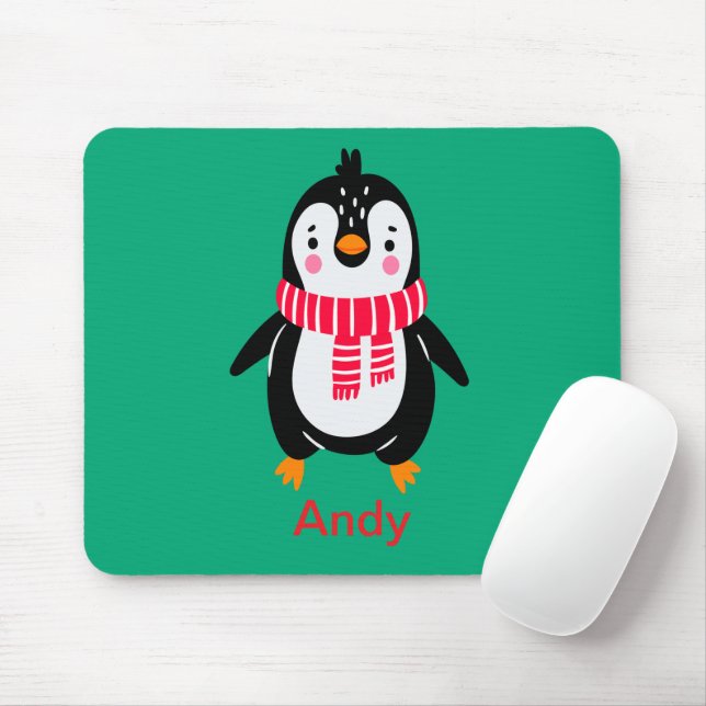 Niedlicher Pinguin Roter Streifen Mousepad (Mit Mouse)