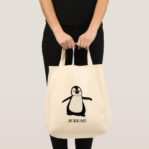 Niedlicher Pinguin Schwarz-weiß Personalisiert Tragetasche