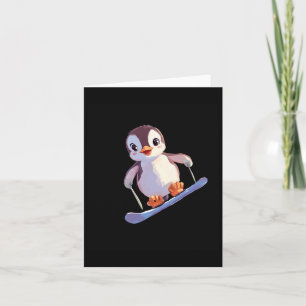 Niedlicher Pinguin Snowboarden Wintersport Karte