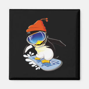 Niedlicher Pinguin Snowboarder Surfer Winterhut Magnet