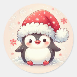 Niedlicher Pinguin-Sticker Runder Aufkleber
