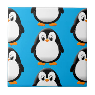 Niedlicher Pinguin überall in Print Blue Fliese