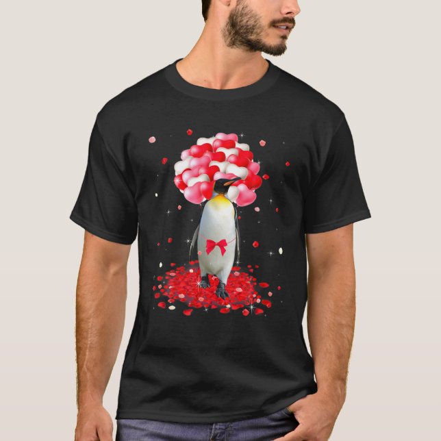 Niedlicher Pinguin Valentine's Day Gift Heart Anim T-Shirt (Vorderseite)