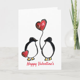 Niedlicher Pinguin-Valentinstag Karte