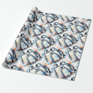 Niedlicher Pinguin Wasserfarbe Tier wild Geschenkpapier