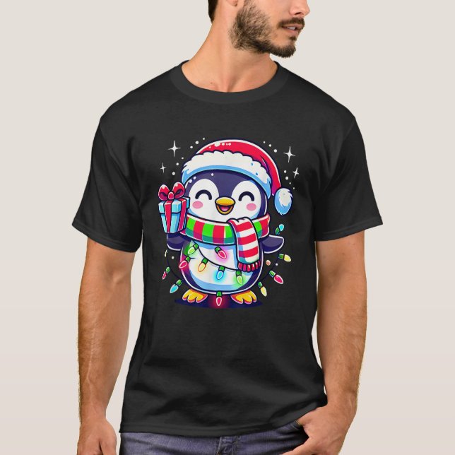 Niedlicher Pinguin Weihnachten Pajamas Weihnachten T-Shirt (Vorderseite)