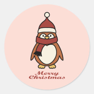 niedlicher Pinguin-Weihnachtsaufkleber Runder Aufkleber