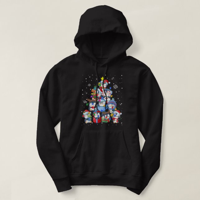 Niedlicher Pinguin Weihnachtsbaum Dekor Weihnachts Hoodie (Design vorne)