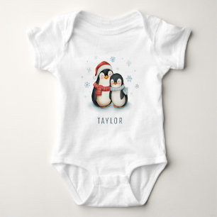 Niedlicher Pinguin Wintertime Personalisiert Baby Strampler