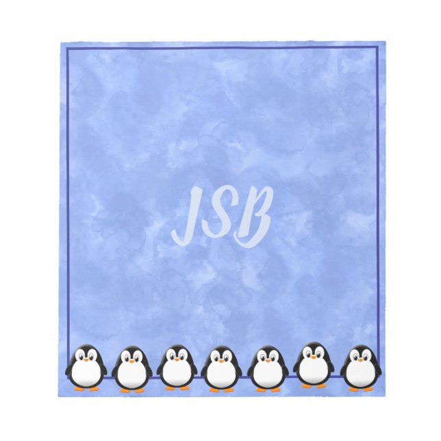 Niedlicher Pinguin Zeichne benutzerdefinierte Aqua Notizblock (Vorderseite)