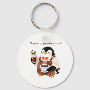 Niedlicher Pinguincharakter mit Pfefferminzlatte Schlüsselanhänger