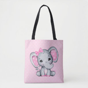 Niedlicher Pink Baby Elephant mit Polka Dot Oars