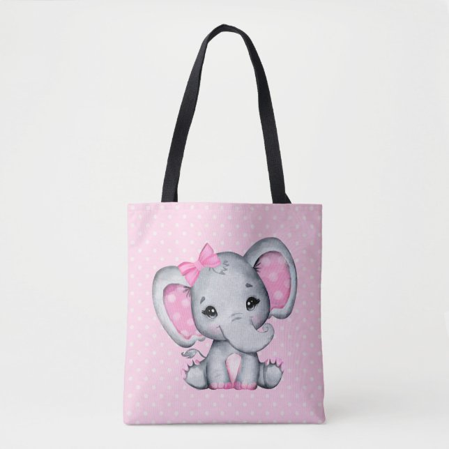 Niedlicher Pink Baby Elephant mit Polka Dot Oars (Vorderseite)