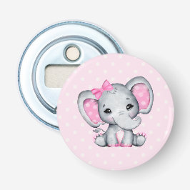 Niedlicher Pink Baby Elephant mit Polka Dot Oars Flaschenöffner