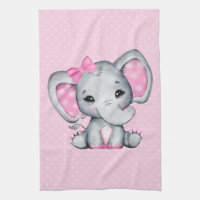 Niedlicher Pink Baby Elephant mit Polka Dot Oars
