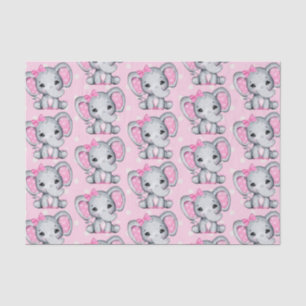 Niedlicher Pink Baby Elephant mit Polka Dot Oars Seidenpapier
