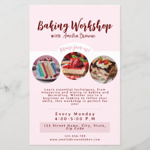 Niedlicher Pink Baking Workshop Flyer