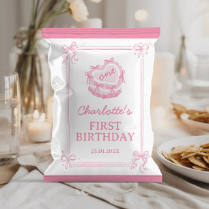 Niedlicher Pink Bow Cake Geburtstag Chip Beutel Wr Flyer